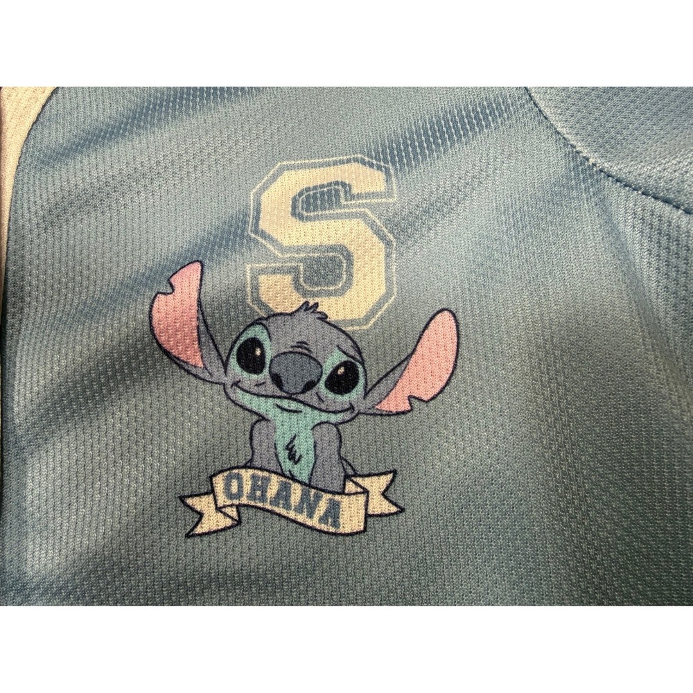 Disney Kids Stitch Ohana Baseball Jersey Shirt 14 Blue Lilo Graphic Sporty - Picture 3 of 7
